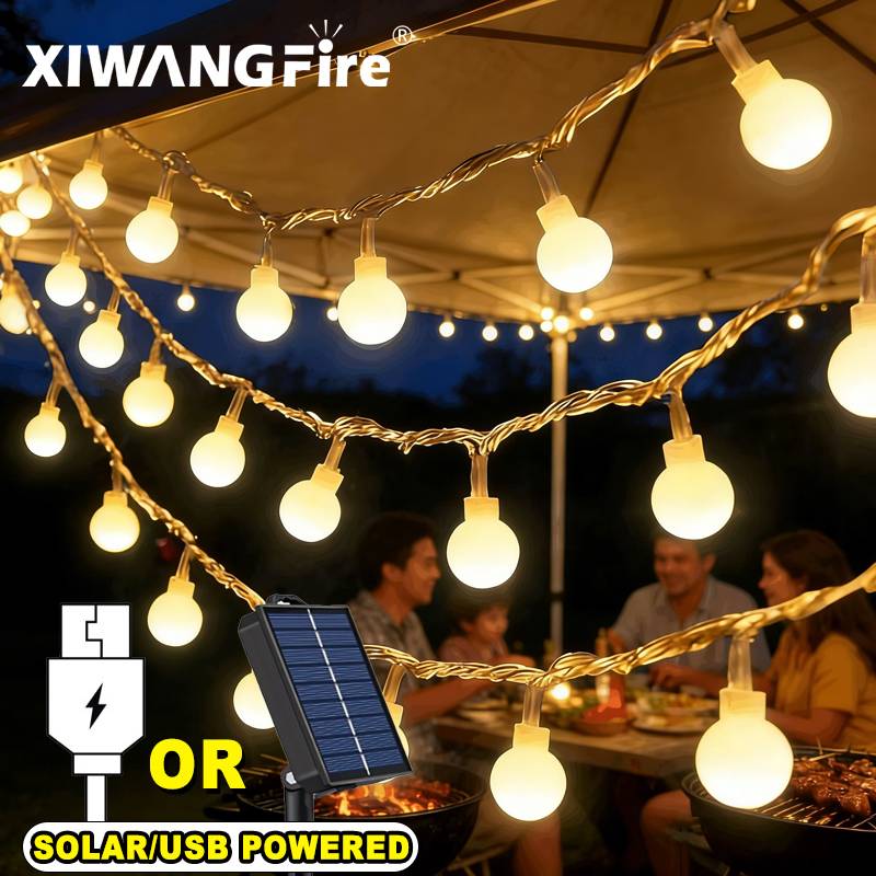 Lighting Christmas Decor - Lampu String Tenaga Surya/USB/Baterai 3-10M, Bola