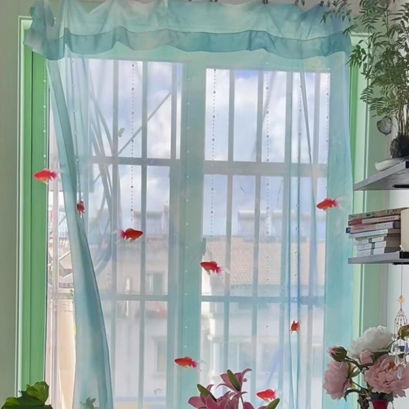 Lighting Decoration Ideas - Tirai Jendela Voile Tipis Warna Biru