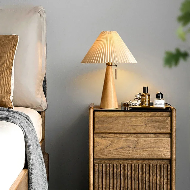 Lighting Decor Bedroom - Lampu Meja Lipit Retro Lampu Kayu