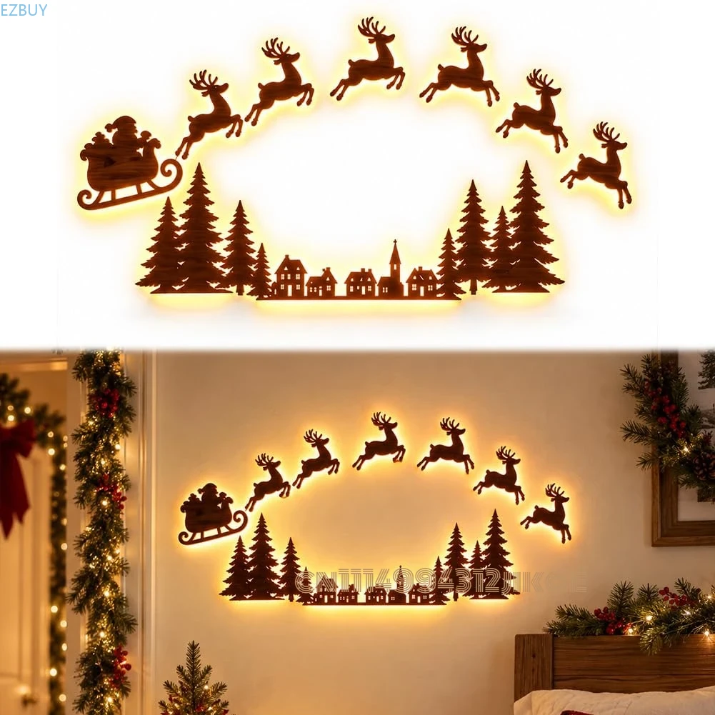 Lighting Christmas Decor - Dekorasi Dinding Natal berupa Kereta Sinterklas