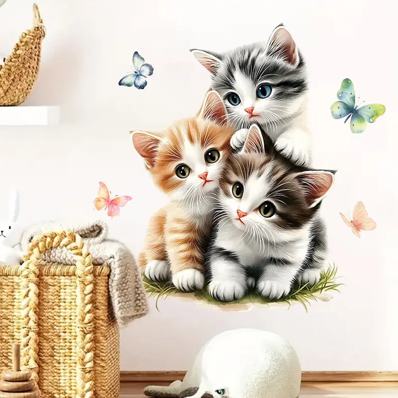 Tiga Kucing dengan Stiker Kupu - Lighting Mcqueen Bedroom Decor ulasan dan harga
