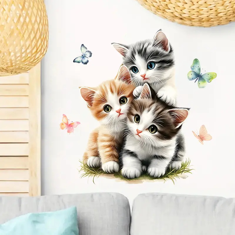 Tiga Kucing dengan Stiker Kupu - Lighting Mcqueen Bedroom Decor ulasan dan harga