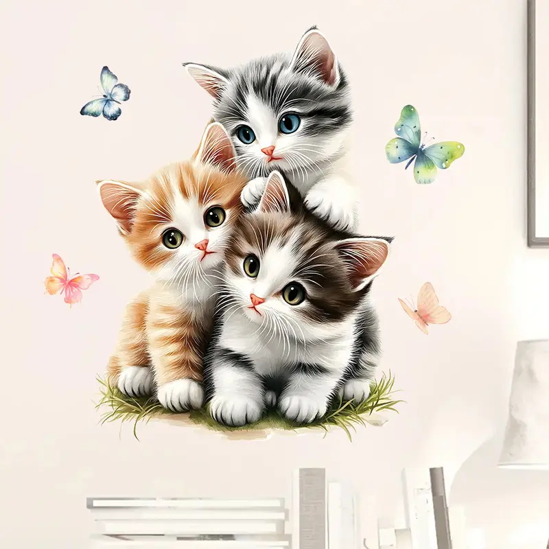 Tiga Kucing dengan Stiker Kupu - Lighting Mcqueen Bedroom Decor ulasan dan harga